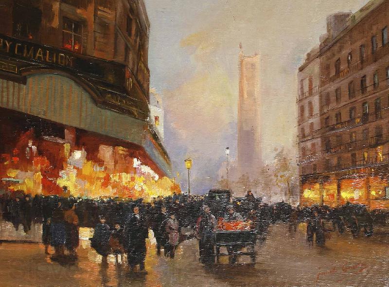 Andrea Di Giusto Street Scene in Paris Norge oil painting art
